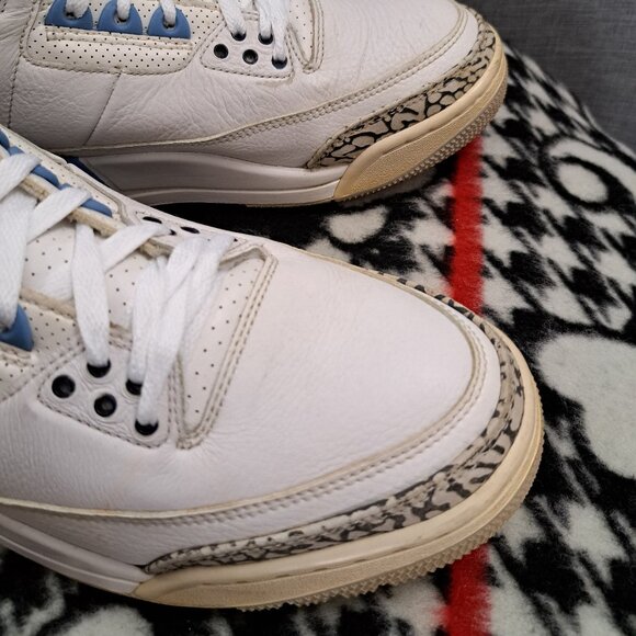 Nike Air Jordan 3 Retro UNC CT8532-104 Mens Sz 9.5 White Blue Og III - Picture 8 of 14